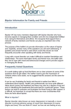 Bipolar UK - Leaflet for family and friends